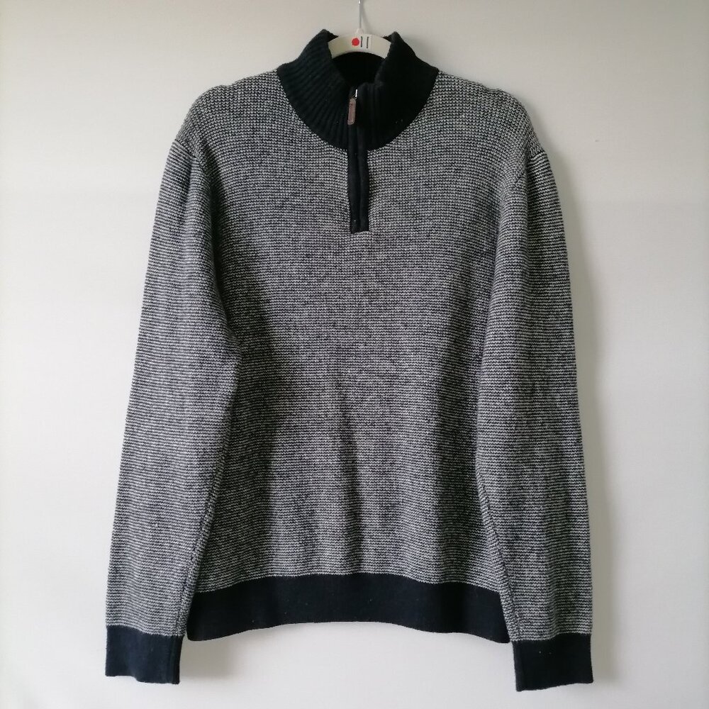 Mark Law Mens Blue Mock Neck 1/4 Zip Long Sleeve Pullover Sweater Size L